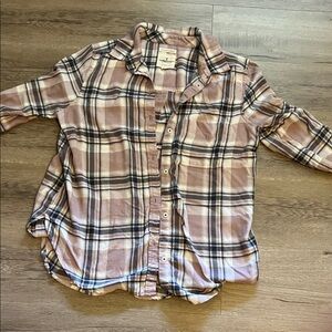 American Eagle Outfitters Mauve Plaid Button-Down Shirt for Kids